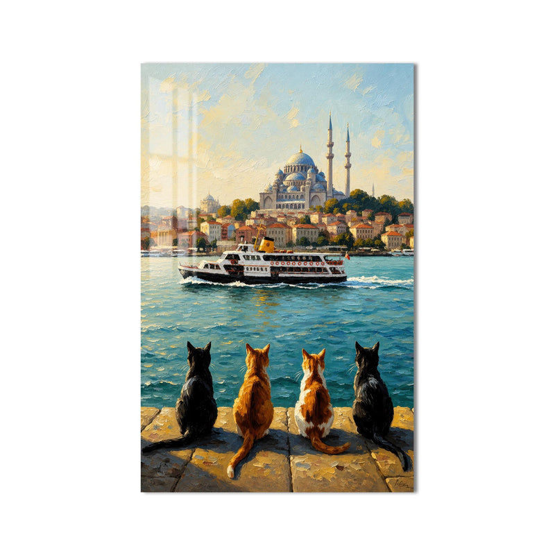 İstanbul Boğazı Kedi Manzarası Cam Tablo – Cam Tablo