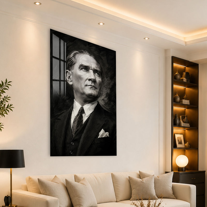 Yukarı Bakan Atatürk Cam Tablo