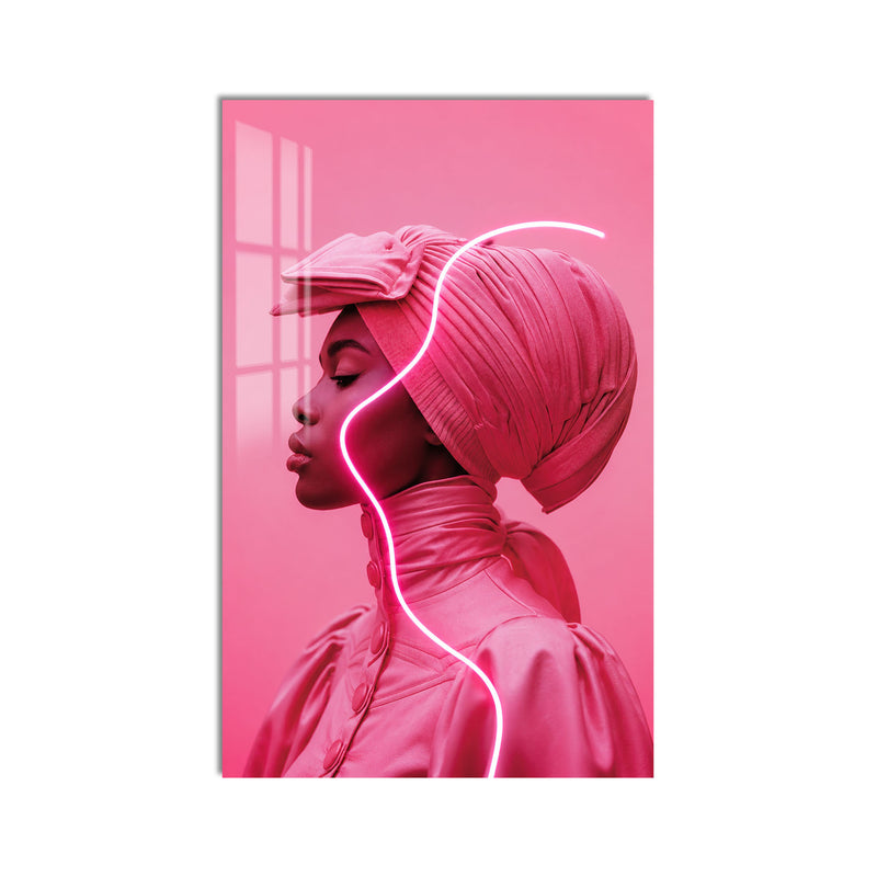 Pembe Neon Çizgili Profil Cam Tablo – Cam Tablo