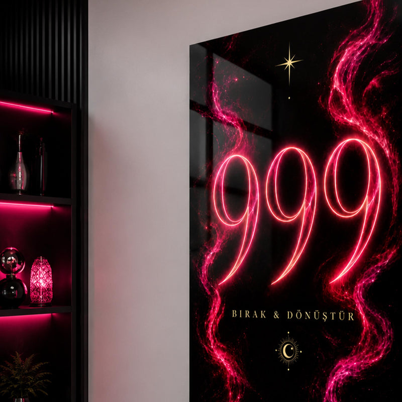 Fuşya Alevlerde 999 Cam Tablo – Cam Tablo