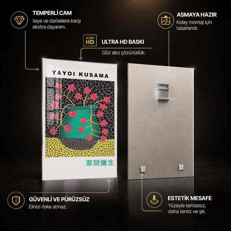 Turkuaz Vazoda Kırmızı Çiçekler Cam Tablo – Cam Tablo
