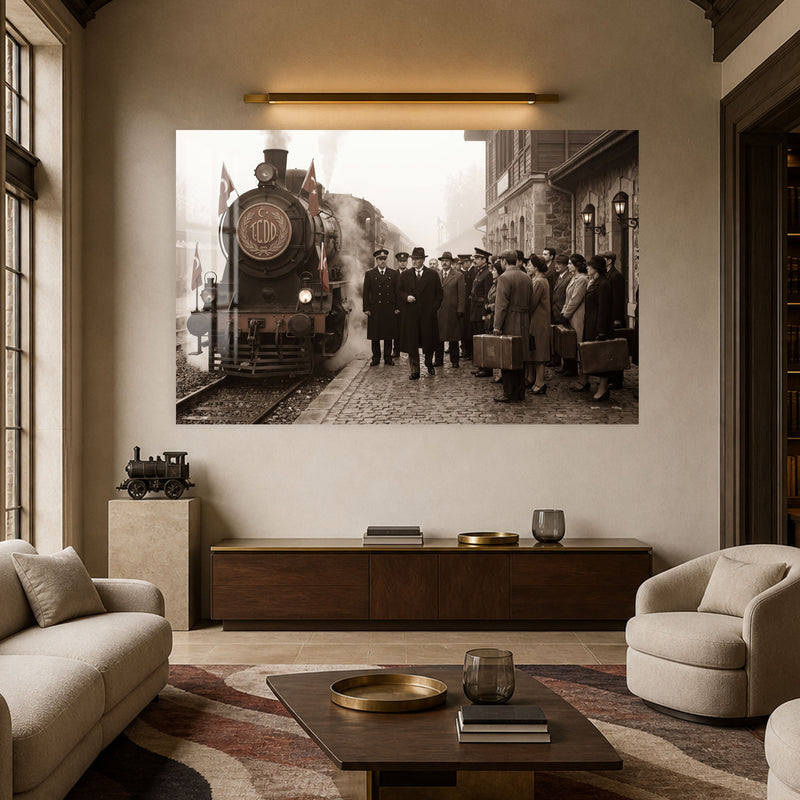 İstasyonda Atatürk Cam Tablo