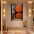 Turuncu Güneşin Önündeki Yolcu Cam Tablo – Siyah Çerçeveli Cam Tablo