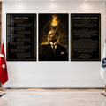 Atatürk Köşesi Üçlü Cam Tablo Seti — İlim Meşaleli