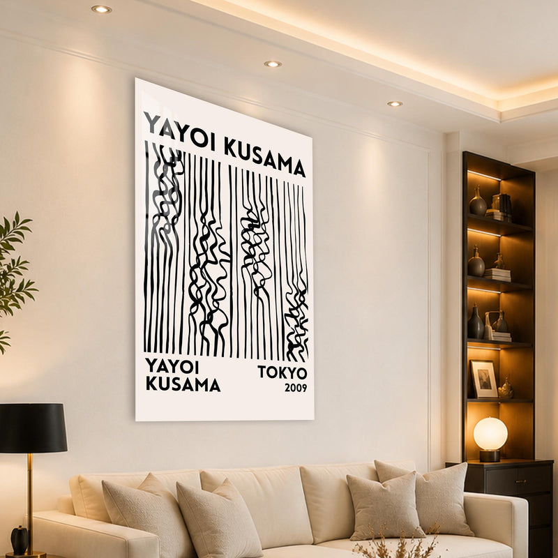 Siyah Dalgalı Çizgiler Cam Tablo – Cam Tablo