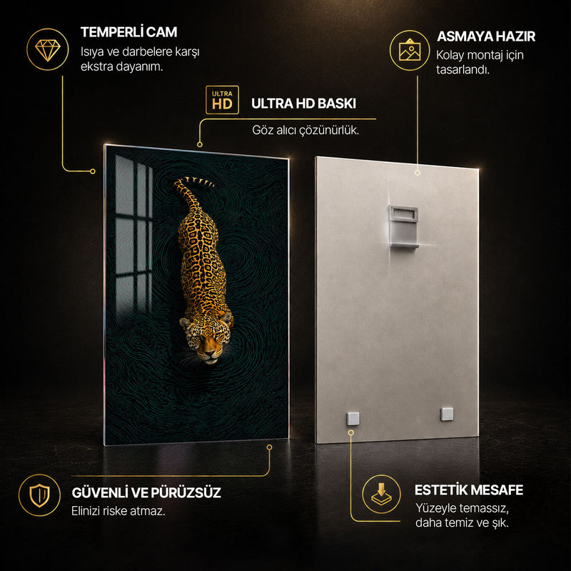 Karanlıkta Leopar Cam Tablo – Cam Tablo