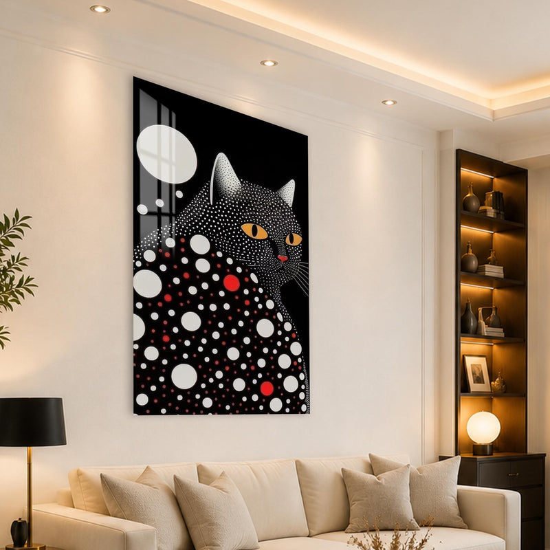 Gece Işığında Benekli Kedi Cam Tablo – Cam Tablo
