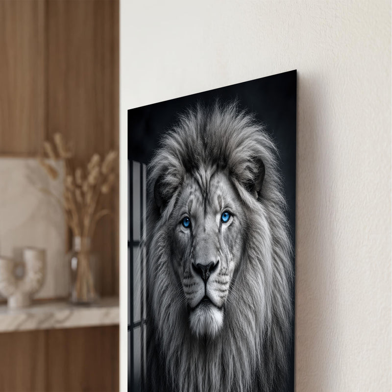 Mavi Gözlü Aslan Cam Tablo – Cam Tablo