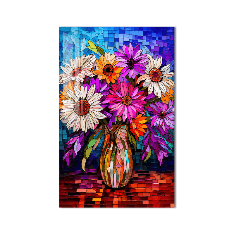 Renkli Papatya Vitray Cam Tablo – Cam Tablo