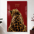 Kırmızı Zeminde 777 Leopar Cam Tablo – Cam Tablo