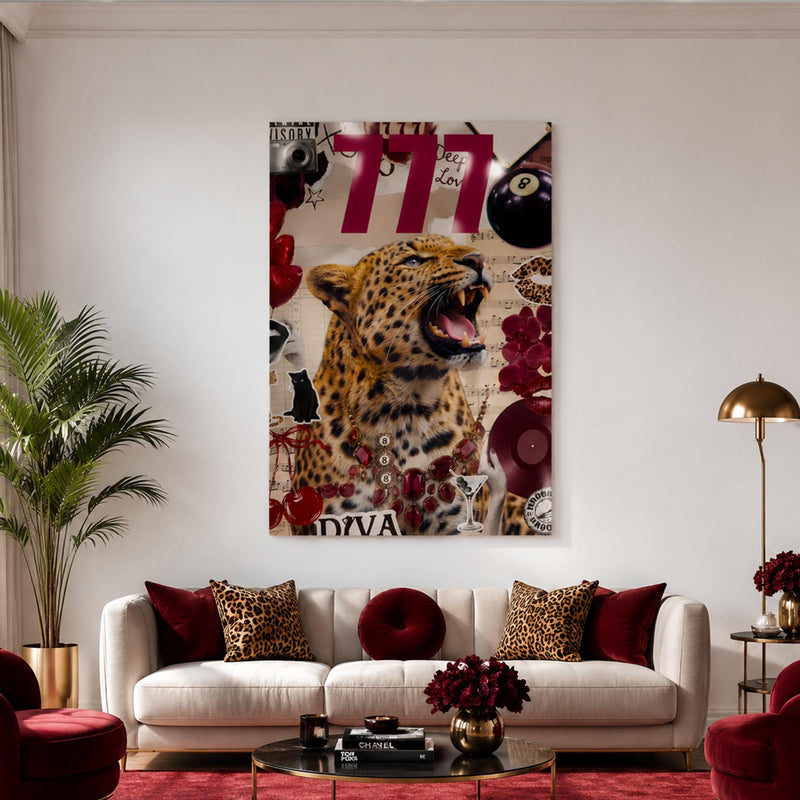 Kolaj Leopar ve 777 Cam Tablo – Cam Tablo