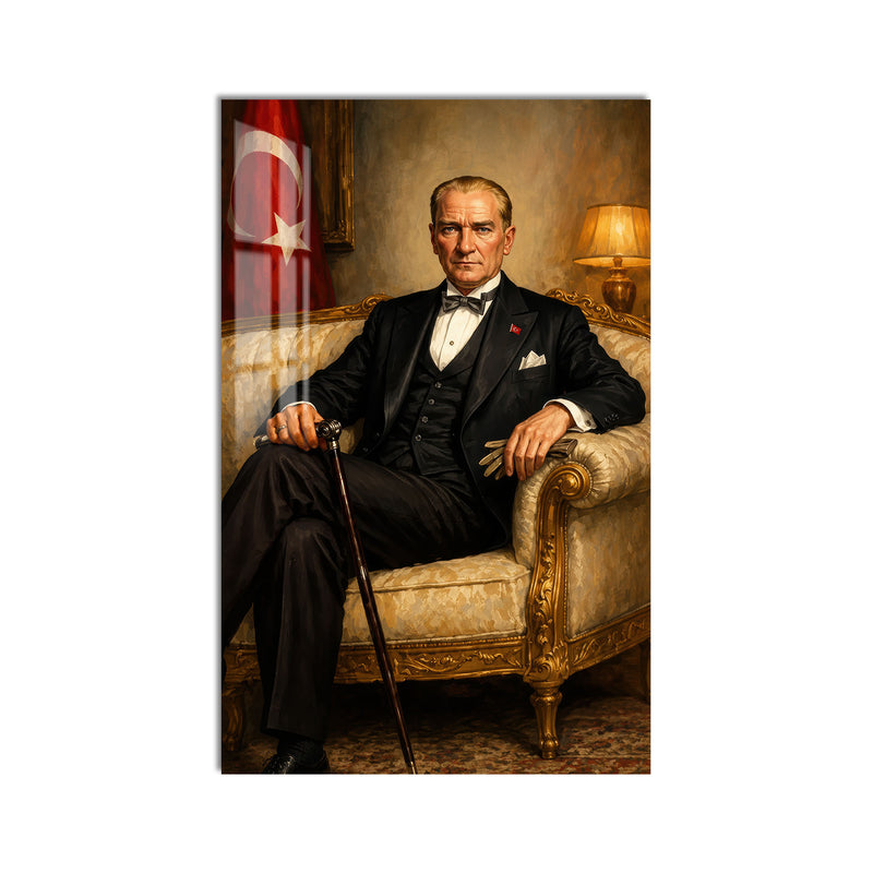 Koltukta Atatürk Cam Tablo