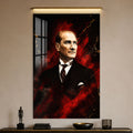 Kızıl Zeminde Atatürk Cam Tablo