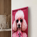 Pembe Takımlı Pudel Köpek Cam Tablo – Cam Tablo