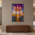 Işık Tünelinde 111 Cam Tablo – Ceviz Çerçeveli Cam Tablo