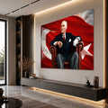 Deri Koltukta Atatürk Cam Tablo