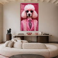 Pembe Takımlı Pudel Köpek Cam Tablo – Cam Tablo