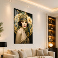 Art Deco Çiçek Taçlı Kadın Cam Tablo – Cam Tablo