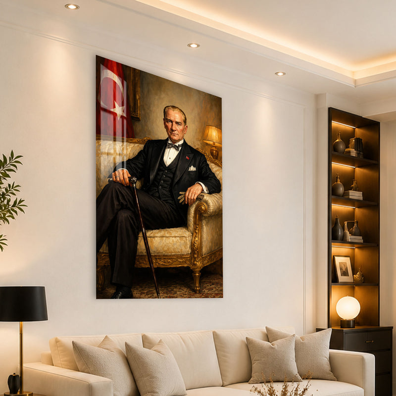 Koltukta Atatürk Cam Tablo