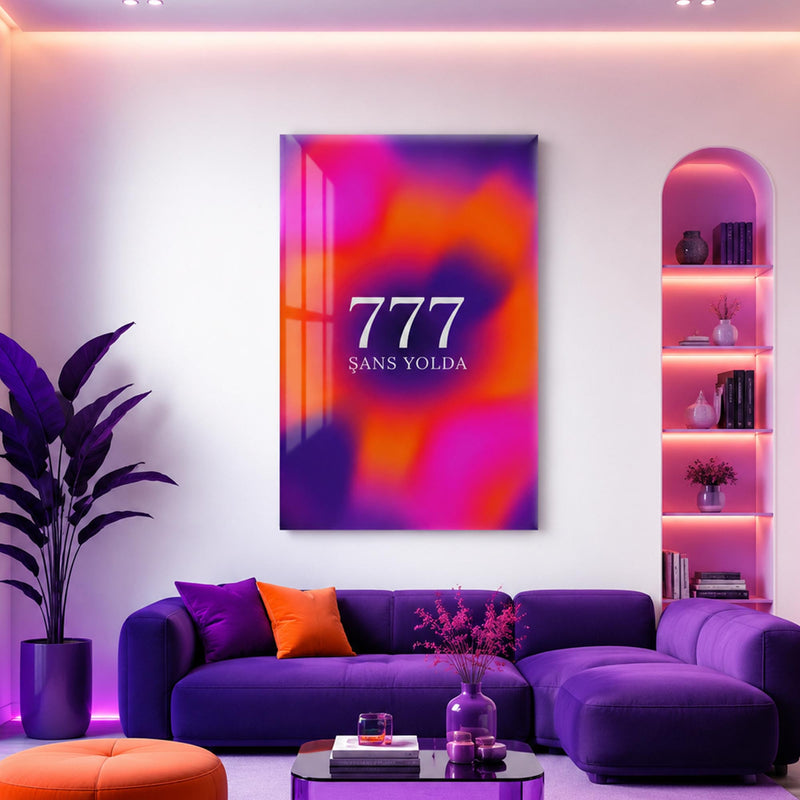 Neon Bulutlarda 777 Cam Tablo – Cam Tablo