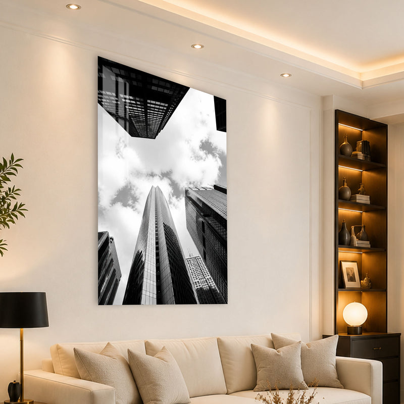 Göğe Açılan Çelik Kuleler Cam Tablo – Cam Tablo