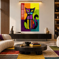 Geometrik Renkli Kedi Cam Tablo – Cam Tablo