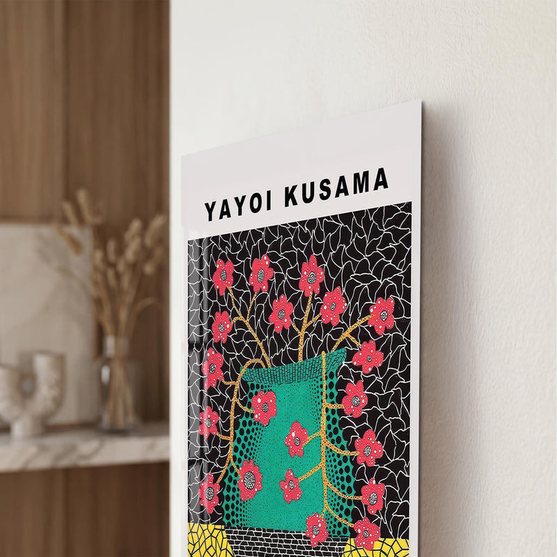 Turkuaz Vazoda Kırmızı Çiçekler Cam Tablo – Cam Tablo
