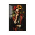 Ayçiçekleriyle Frida Kahlo Portresi Cam Tablo – Cam Tablo